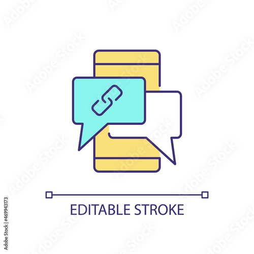 Digital communication RGB color icon. Instant messaging. Collaborative culture. Effective electronic communication. Isolated vector illustration. Simple filled line drawing. Editable stroke