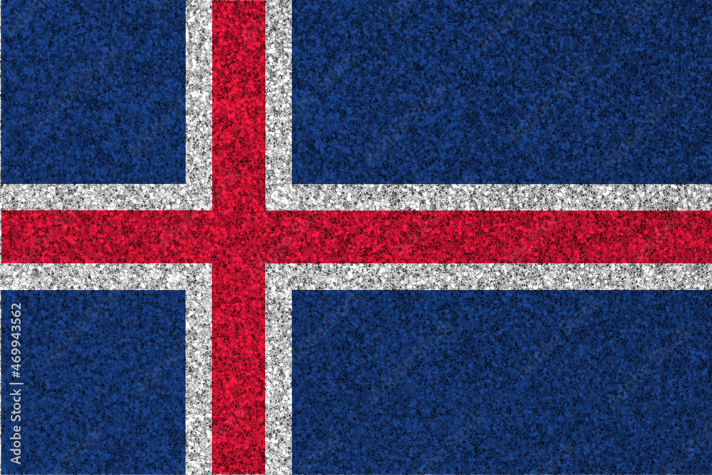 Fototapeta premium Patriotic glitter background in color of Iceland flag