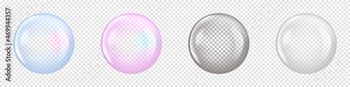 Transparent Glass Sphere set. Vector illustration EPS 10.