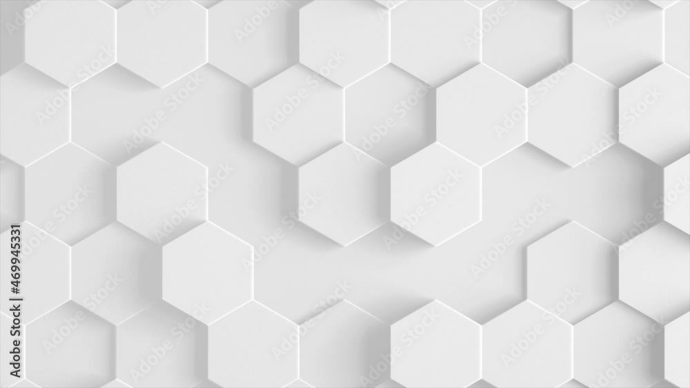 Moving hexagonal grid wall with shadows. Loop 4K 3D Animation.