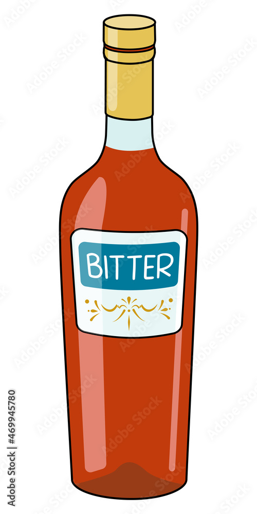 Traditional Italian red bitter liquor in bottle. Doodle cartoon hipster style vector illustration isolated on white background. Good for party card, posters, bar menu or alcohol cook book recipe. Traditional Italian red bitter liquor in bottle. Doodle cartoon hipster style vector illustration isolated on white background. Good for party card, posters, bar menu or alcohol cook book recipe.
