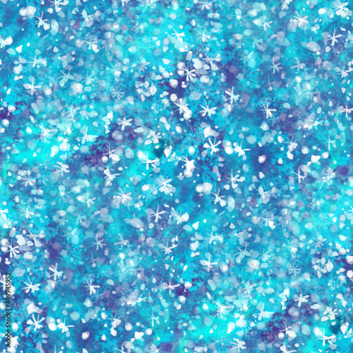 Seamless pattern with white snowflakes on a blue background