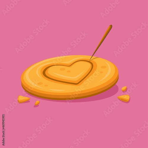 Dalgona cookie, korean sponge candy. cookie challenge cutter games illustration cartoon vector