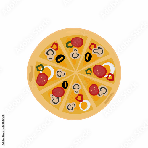 Vegetarian vegetable pizza illustration