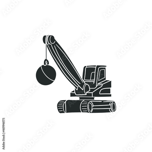 Demolition Crane Icon Silhouette Illustration. CHANGE Vector Graphic Pictogram Symbol Clip Art. Doodle Sketch Black Sign.