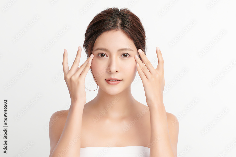 Beautiful young asian woman with clean fresh skin on white background, Face care, Facial treatment, Cosmetology, beauty and spa, Asian women portrait. Beautiful young asian woman with clean fresh skin on white background, Face care, Facial treatment, Cosmetology, beauty and spa, Asian women portrait.