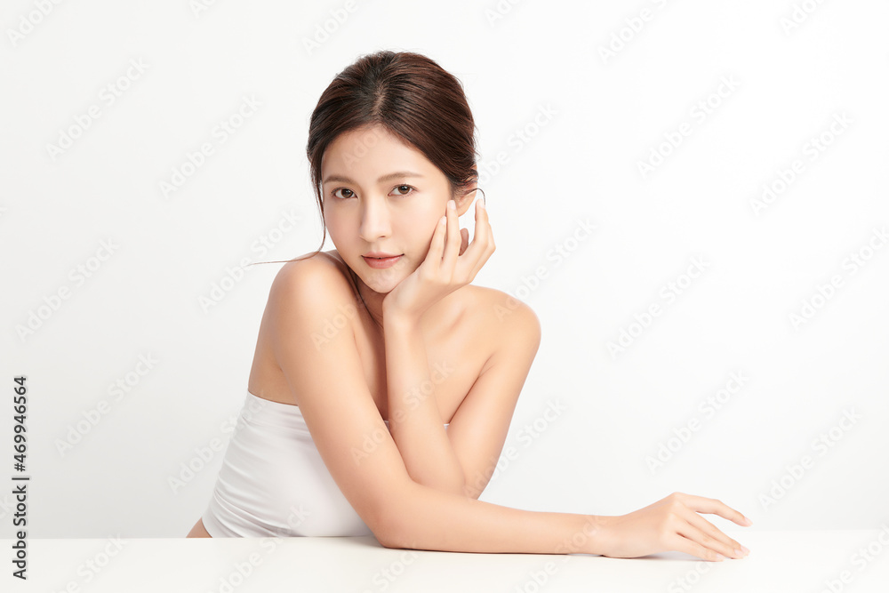 Beautiful young asian woman with clean fresh skin on white background, Face care, Facial treatment, Cosmetology, beauty and spa, Asian women portrait. Beautiful young asian woman with clean fresh skin on white background, Face care, Facial treatment, Cosmetology, beauty and spa, Asian women portrait.
