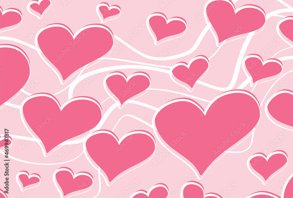 Simple background with pink love or heart pattern design