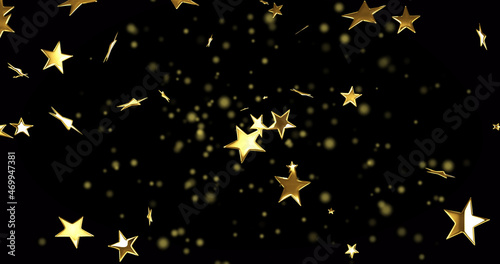 Fotografie, Obraz Image of stars floating over light spots on black background