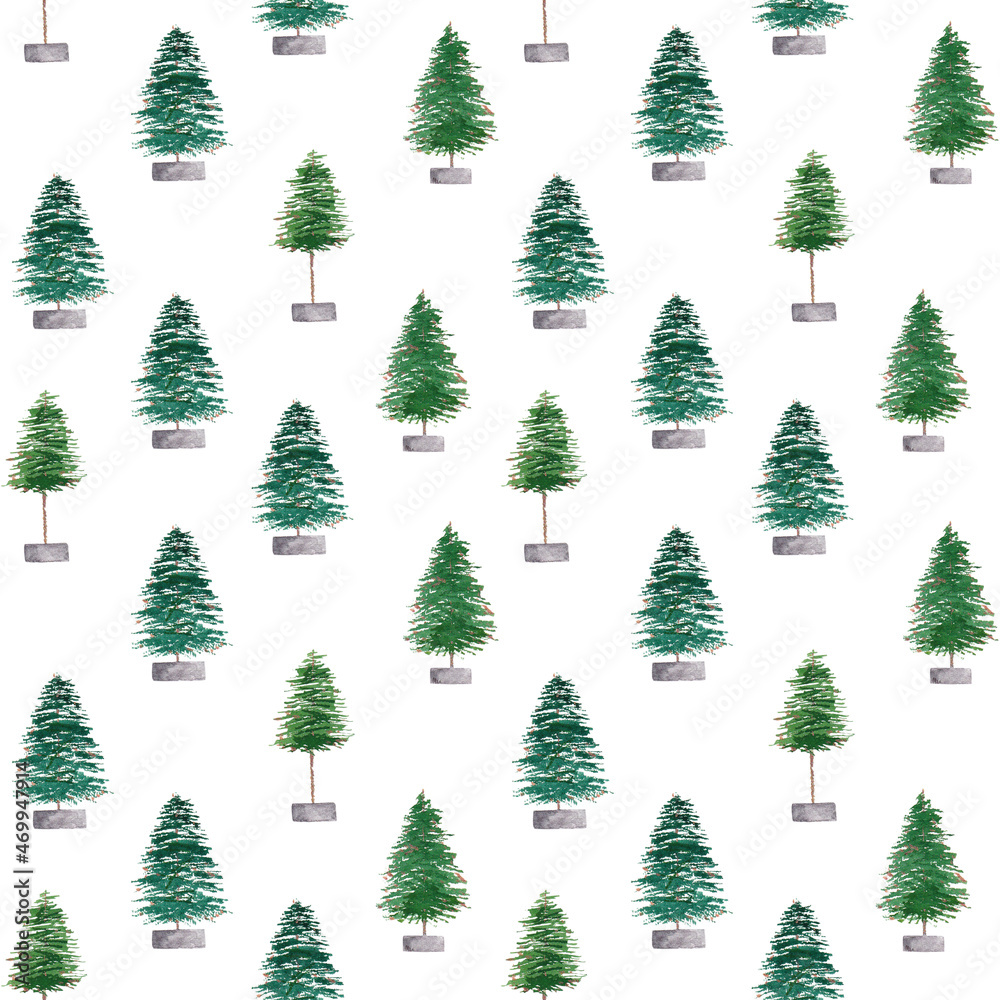Obraz premium winter holidays. Watercolor seamless pattern with Christmas trees. Suitable for backdrops, wallpapers, fabrics, textiles, cards, wrapping paper
