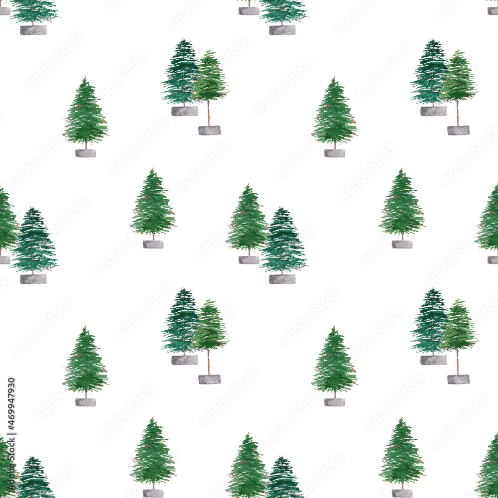 Obraz premium winter holidays. Watercolor seamless pattern with Christmas trees. Suitable for backdrops, wallpapers, fabrics, textiles, cards, wrapping paper