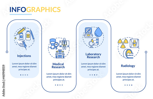 Arthritis medical services vector infographic template. Healthcare presentation outline design elements. Data visualization with 4 steps. Process timeline info chart. Workflow layout with line icons