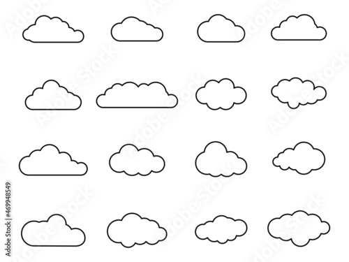 clouds collection isolated on blue sky panorama. vector illustration