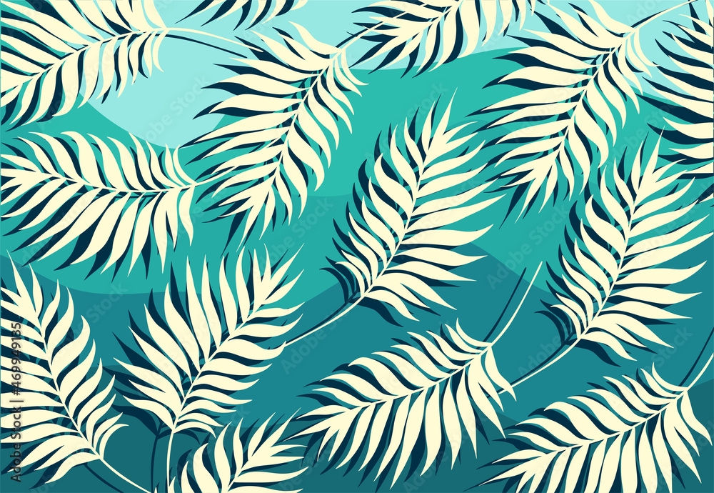 Abstract background with simple tropical leaves pattern