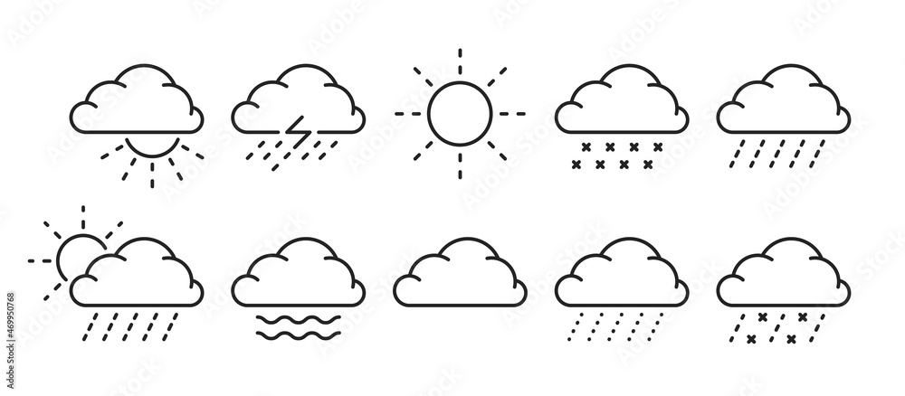 set of thin line weather icon like forecasting set of thin line weather icon like forecasting