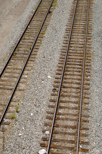 Railroad tracks from above as they travel through center city philadelphia