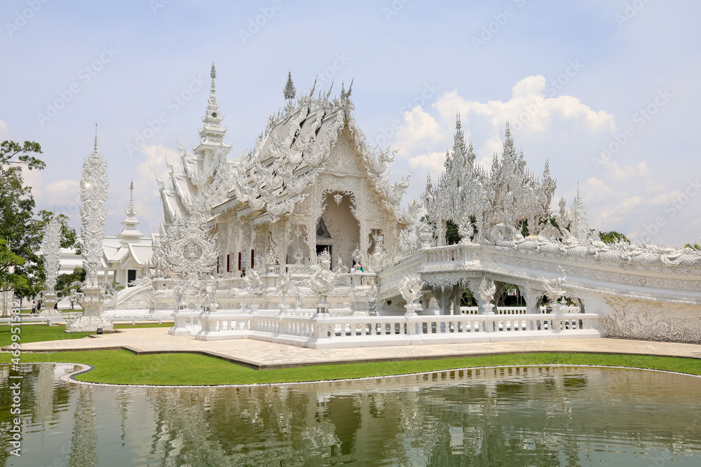 Chiang Rai,Thailand-July 26,2020:The beautiful landmark is white temple in Wat Rong Khun at thailand