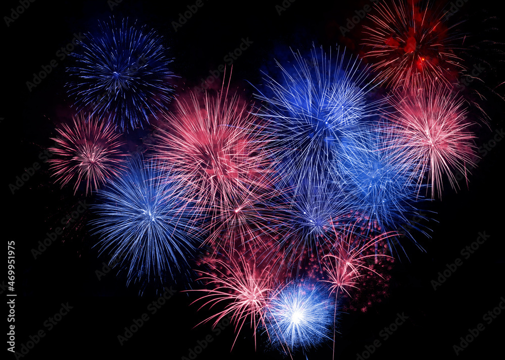 4th of July - Independence Day of USA. Beautiful bright fireworks lighting up night sky 4th of July - Independence Day of USA. Beautiful bright fireworks lighting up night sky