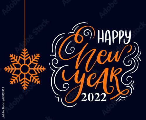 Happy New Year 2022 Holiday Illustration Vector Abstract White And Orange With Blue Background
