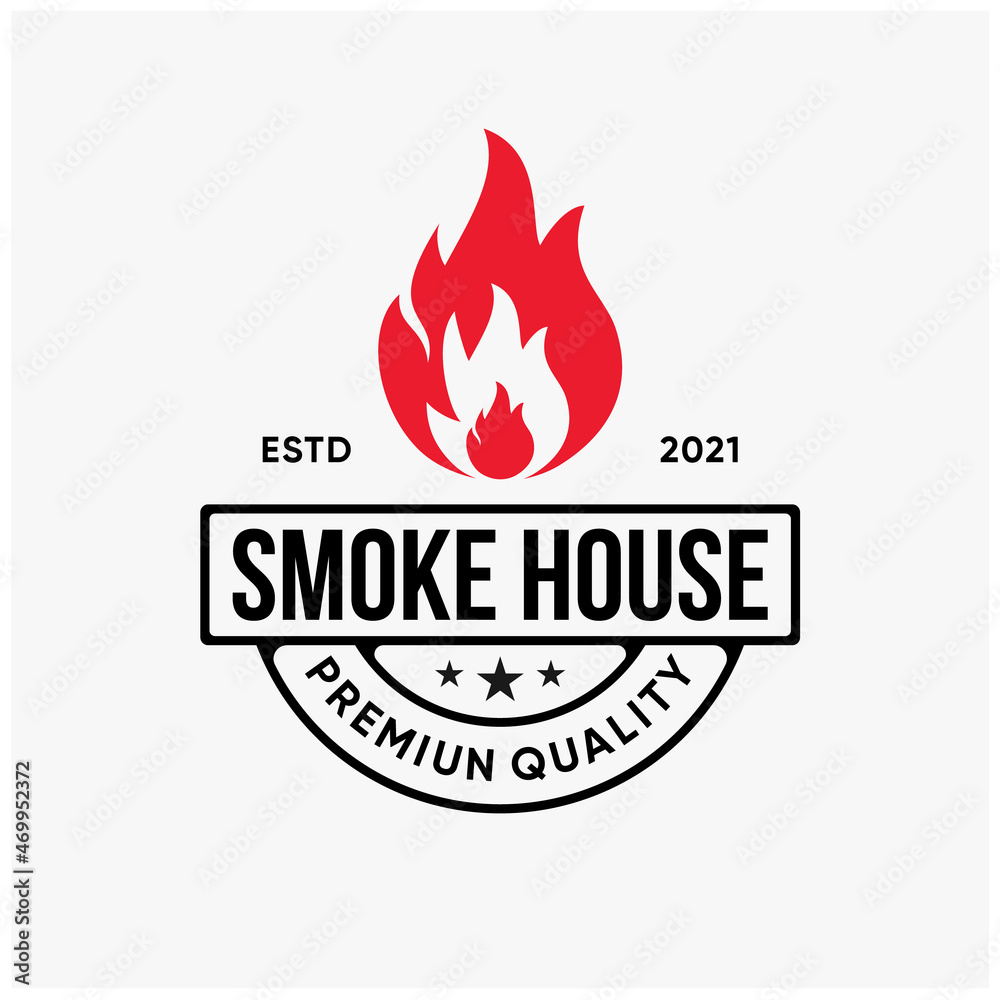 smoke house, grill, rustic, roasted logo design template inspiration smoke house, grill, rustic, roasted logo design template inspiration