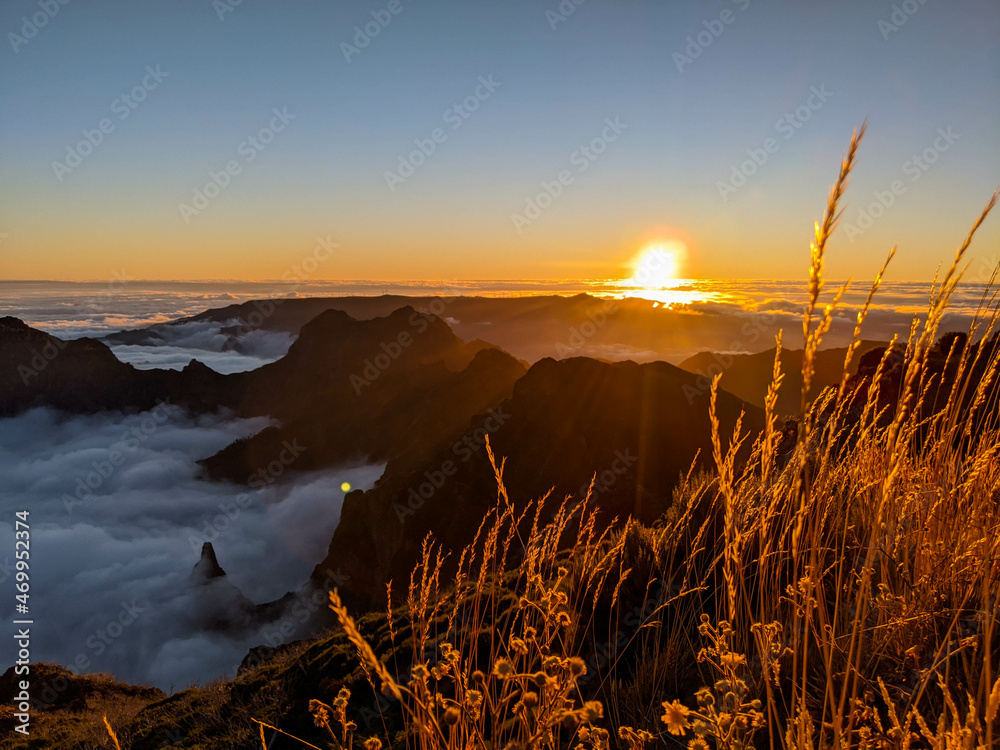 Sunset at Pico Ruivo above the clouds in Madeira, Portugal. Sunset at Pico Ruivo above the clouds in Madeira, Portugal.
