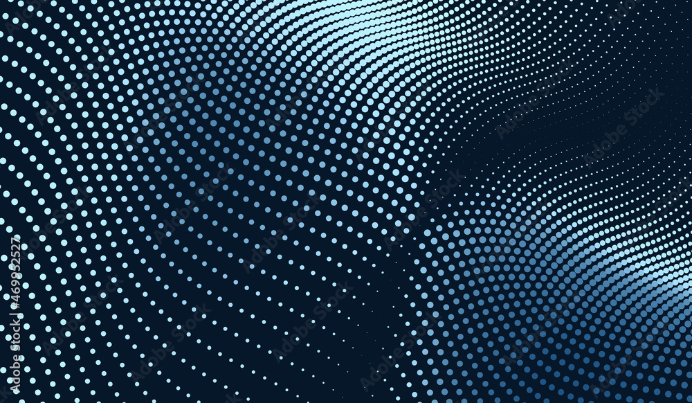 Fading pattern of solid circle dots. Wavy dotted background. 3d vector illustration with particles. Fading pattern of solid circle dots. Wavy dotted background. 3d vector illustration with particles.