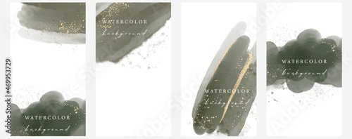 Set of vector universal backgrounds with watercolour shapes copy space for text. Design for social media, story, card, invitation, feed post.