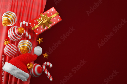 Christmas background with gifts and sweets. 3d Illustration