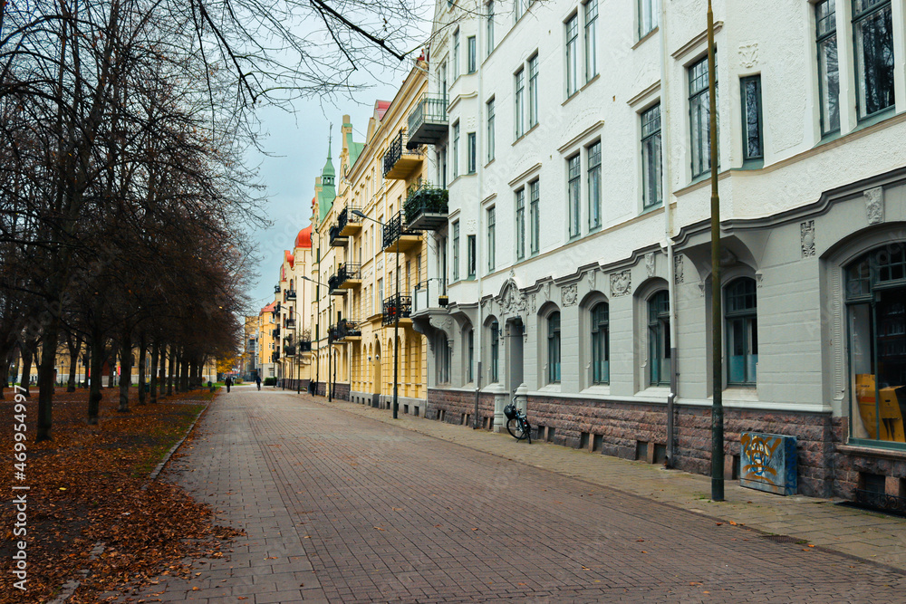 Street with old buildings in Malmö, Sweden
