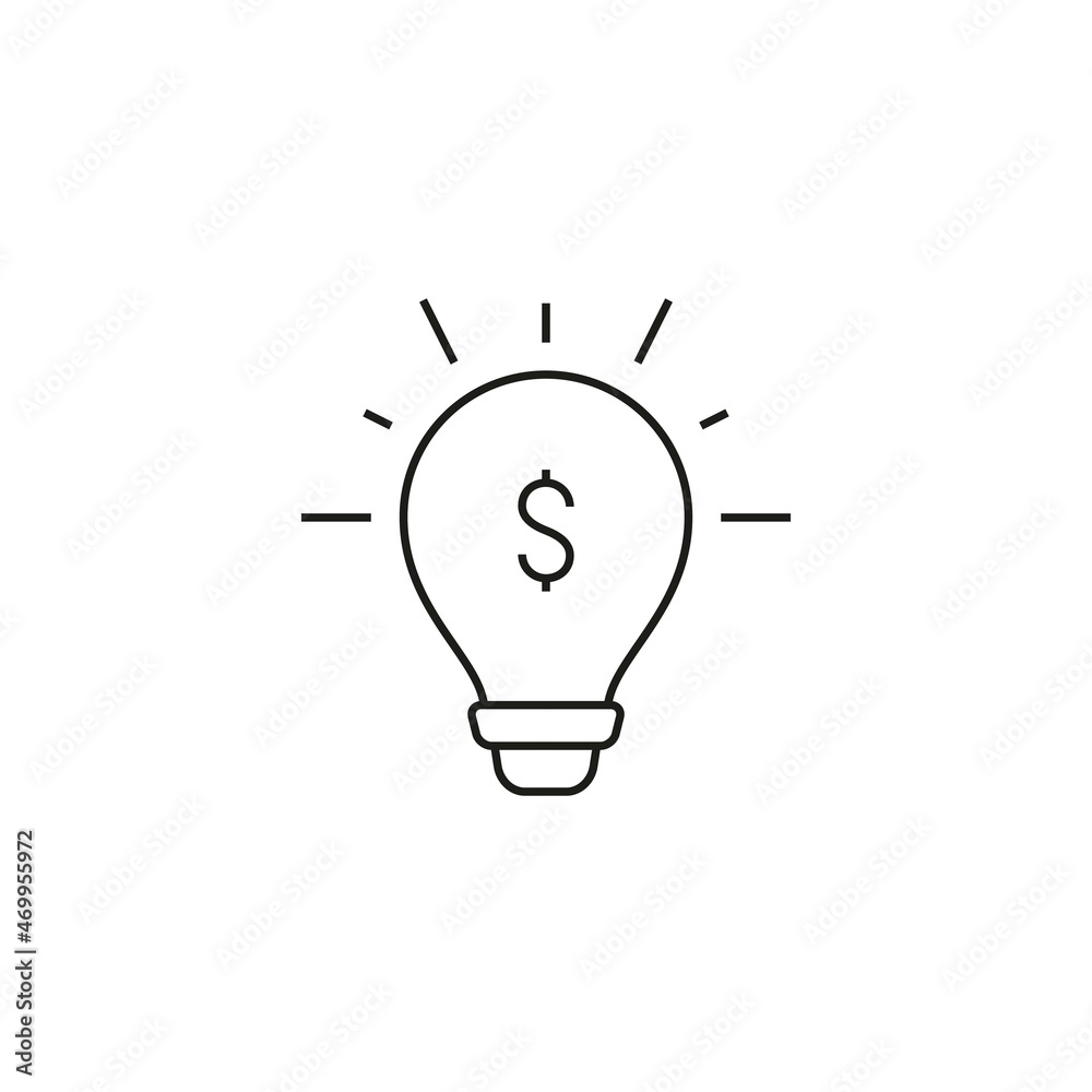 idea bulb with dollar sign single icon line style graphic design vector idea bulb with dollar sign single icon line style graphic design vector
