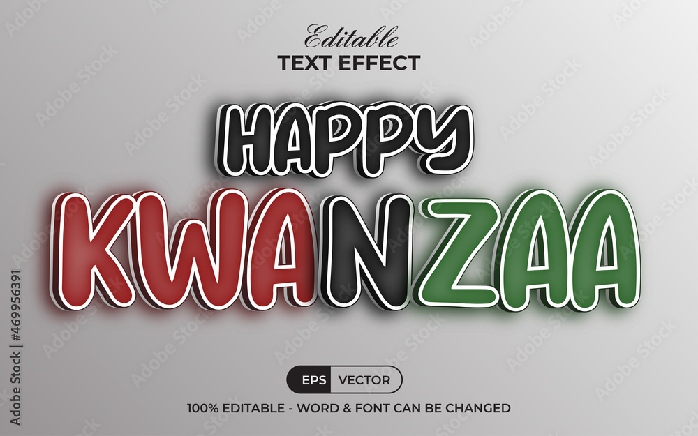Happy kwanzaa text effect colorful style. Editable text effect.