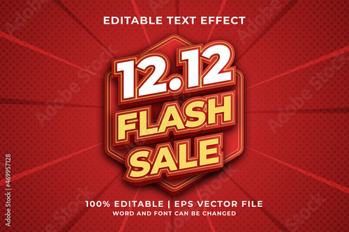 Editable text effect - 12.12 Flash Sale 3d template style premium vector