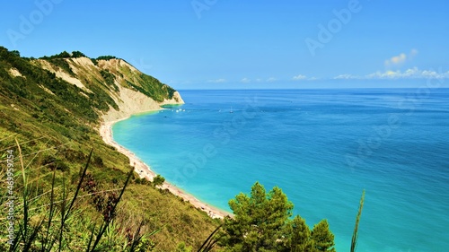 panoramic view of the Mezzavalle beach on the Conero Riviera in Ancona, Italy photo
