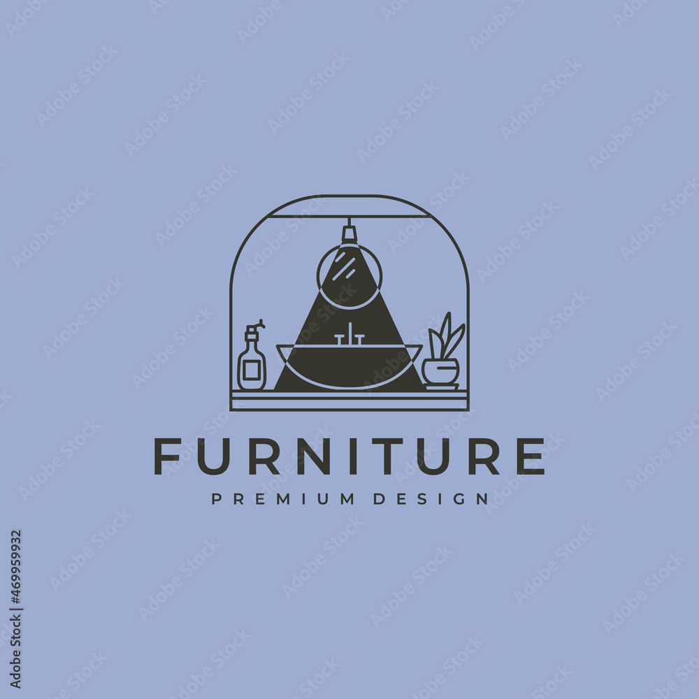 line art sink with light logo vector symbol illustration design line art sink with light logo vector symbol illustration design
