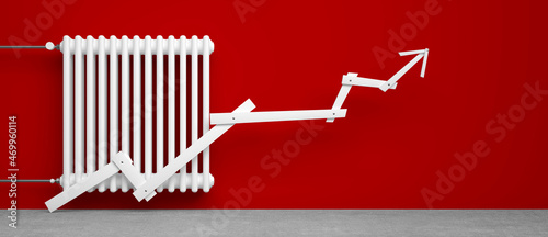 Vászonkép Classic Radiator with arrow in front of background - 3D Illustration