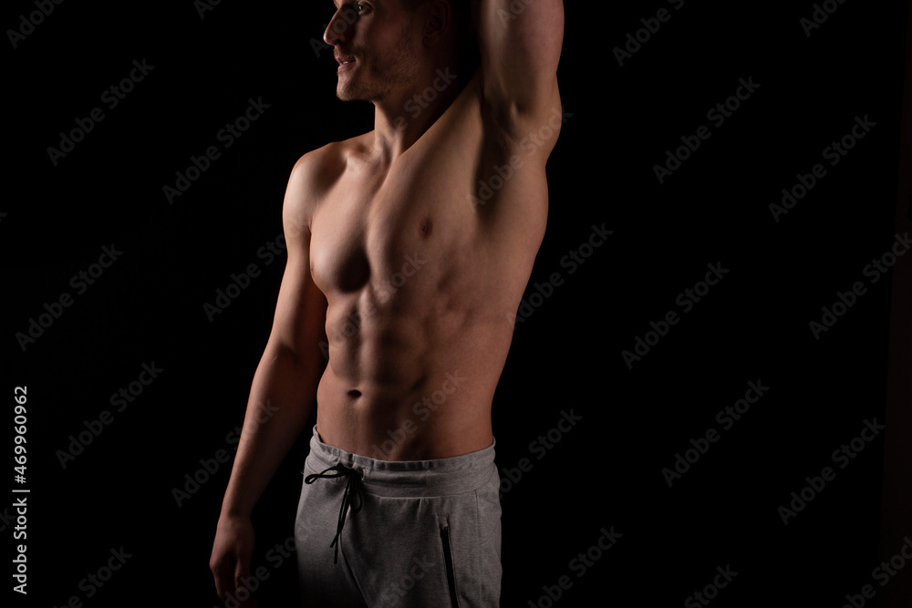 Man Showing ABS. Muscle man Posing. Strong Body Concept. Topless Sport man Bodybuilder. Six Pack Spotsman Man Showing ABS. Muscle man Posing. Strong Body Concept. Topless Sport man Bodybuilder. Six Pack Spotsman