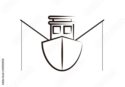 Barco de pesca con dos cañas de pescar.