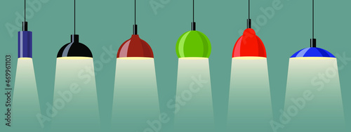Vector set of realistic chandeliers. Ceiling lamp. Loft style. Element for interior design. Hanging lamps, set. Chandeliers, lamps, bulbs - elements of modern interior. Vector illustration isolated
