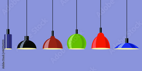 Vector set of realistic chandeliers. Ceiling lamp. Loft style. Element for interior design. Hanging lamps, set. Chandeliers, lamps, bulbs - elements of modern interior. Vector illustration isolated
