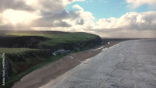 Aerial view of Downhill Strand at the Mussenden Templein County Londonderry in Northern Ireland photo