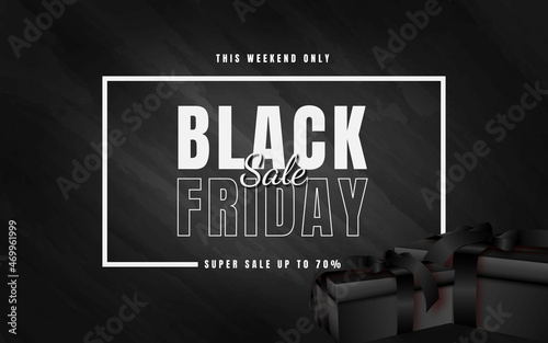 Black friday sale banner background realistic gift elements