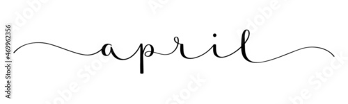 APRIL black vector brush calligraphy banner with swashes