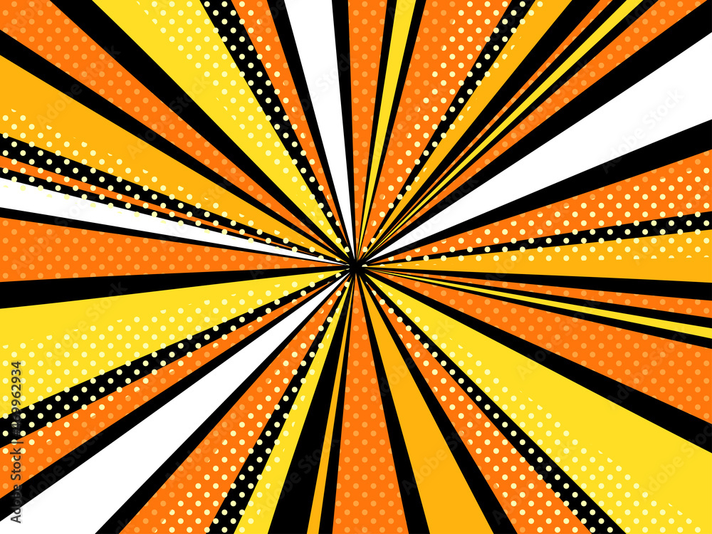 アメコミ風の背景素材 集中線 ドットあり 黄色 Stock Vector Adobe Stock