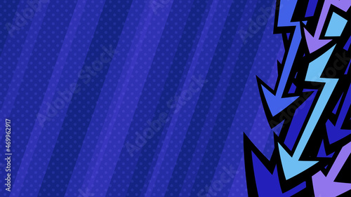 矢印のかっこいい背景イラスト_アメコミ風_下降_青_16:9
