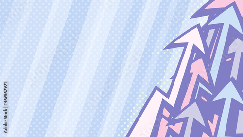 矢印のかっこいい背景イラスト_アメコミ風_上昇_紫_16:9