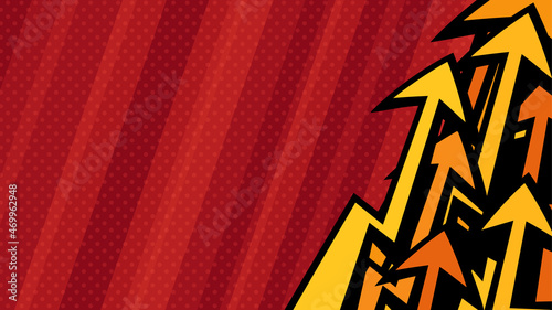 矢印のかっこいい背景イラスト_アメコミ風_上昇_黄色と赤_16:9