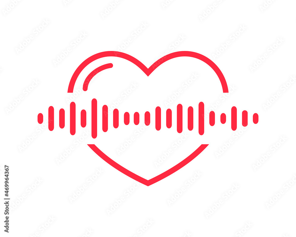 Heart with sound wave. Illustration vector