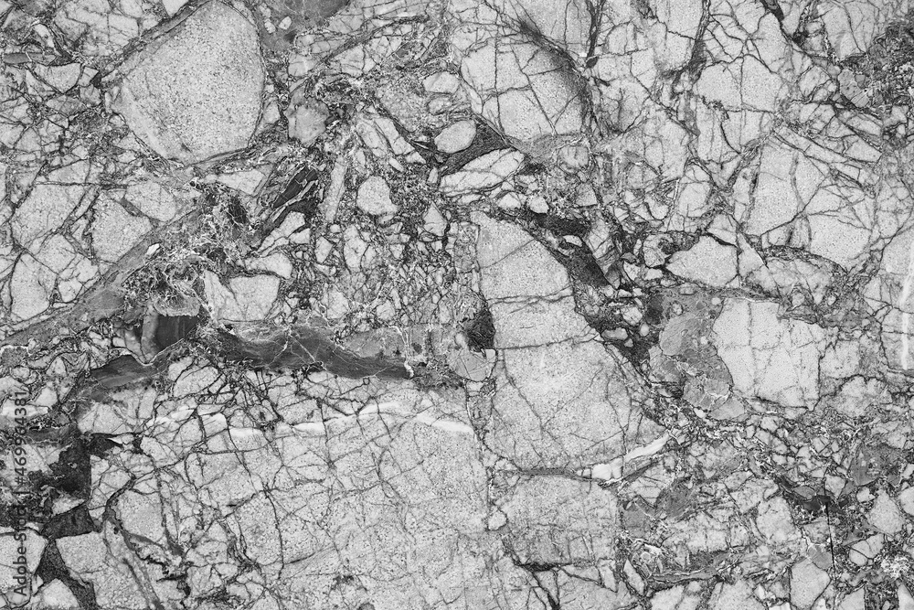 Naklejka premium Black and white marble patterned texture background