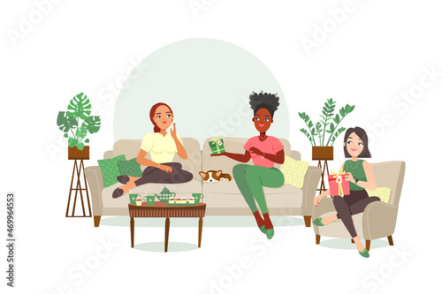 Fotografia Set of happy women having fun at a birthday party