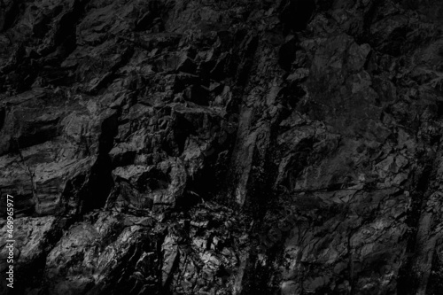 Εκτύπωση καμβά Grungy cragged bumpy pitted cavity stone facade, split layer gap